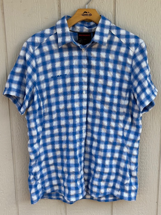Mammut Tops - Mammut Alessandria Button Up Shirt Women's XL Blue White Plaid Outdoor Summer